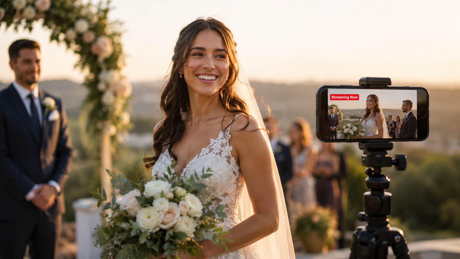 A couple at their wedding