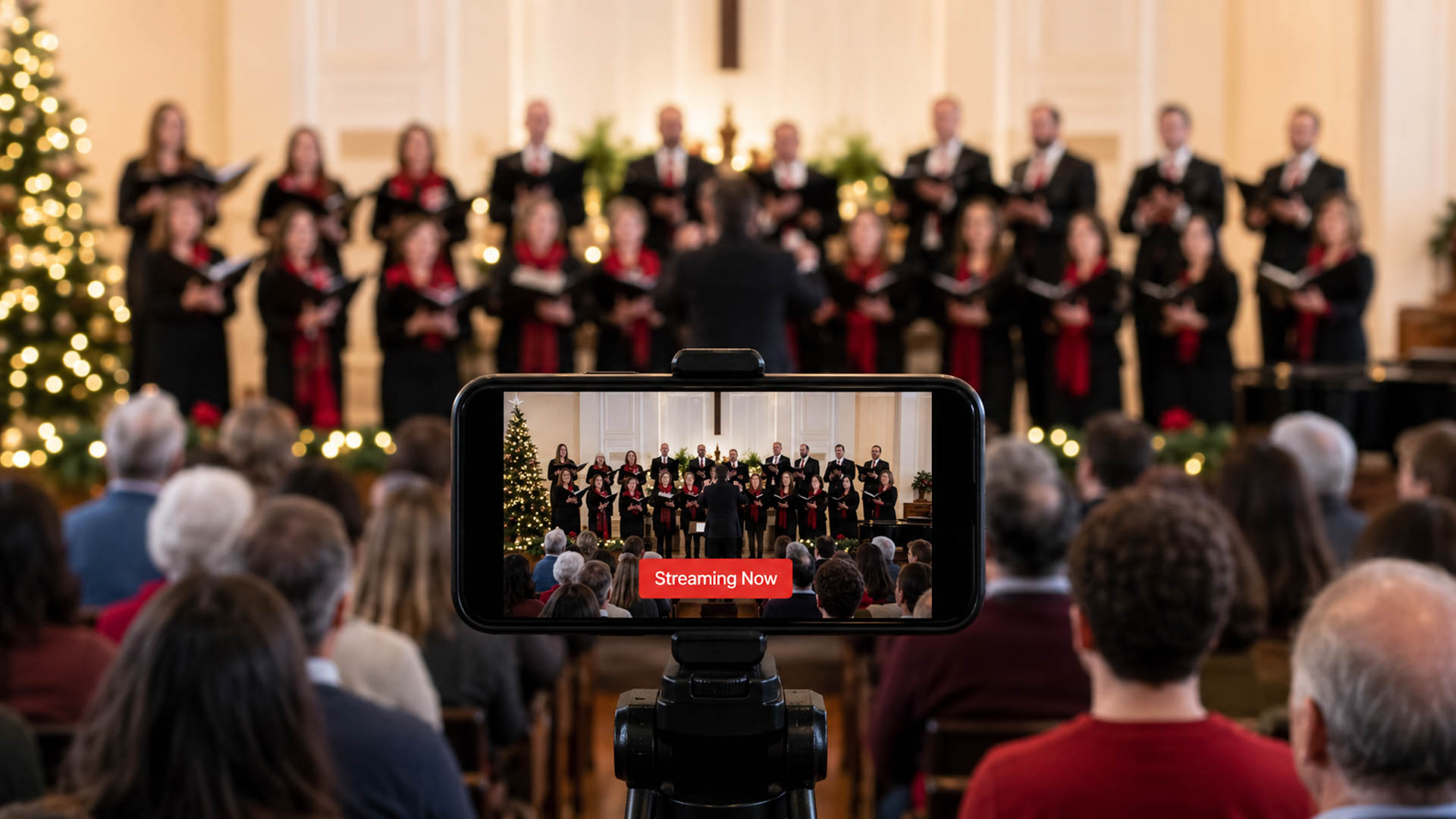 A choir performing at a church service
