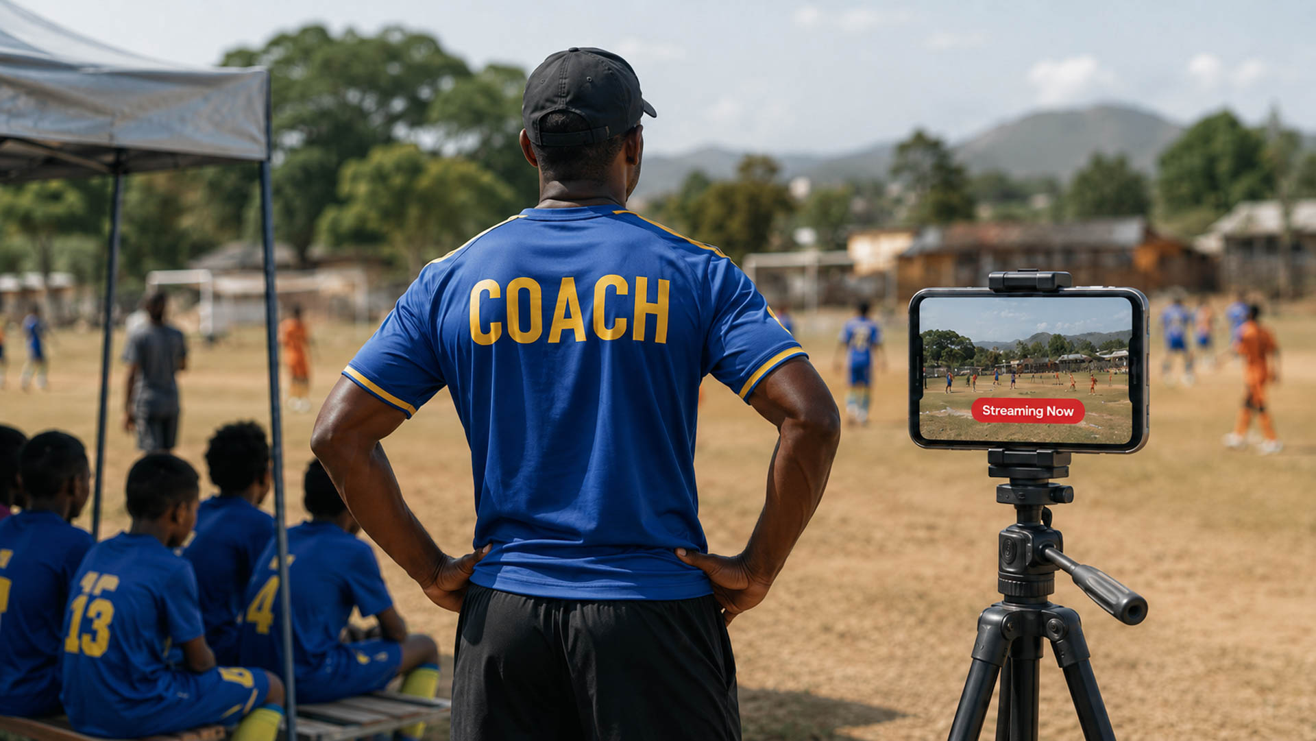 A youth sports team with their coach